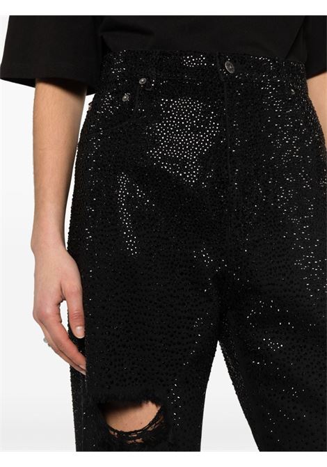 Black crystal-embellished tapered jeans - women GOLDEN GOOSE | GWP00844P00147590100